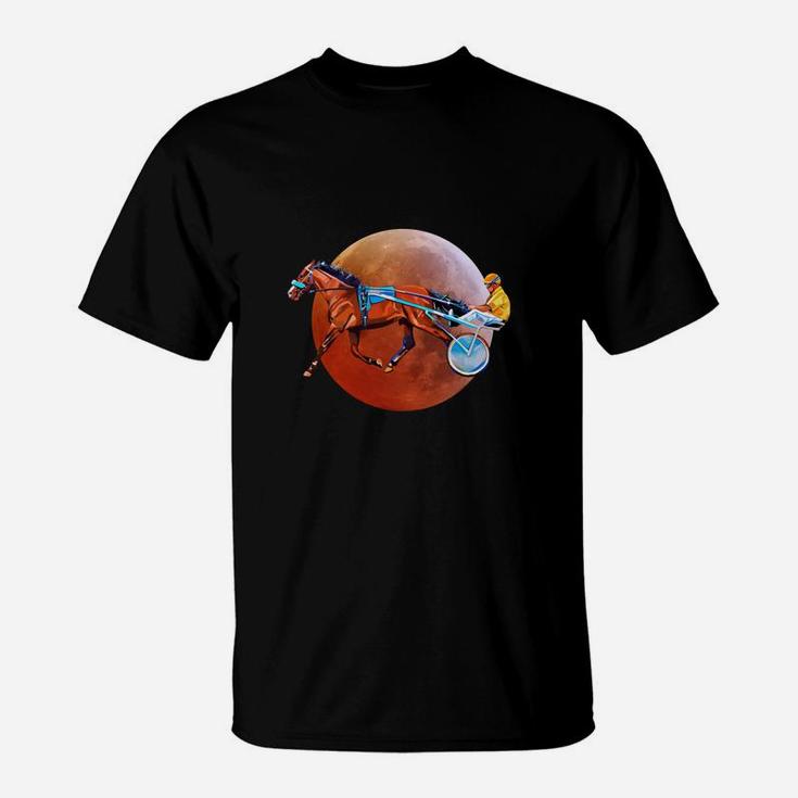 Never Underestimate An Old Man Who Loves Harness Racing Moon Blood T-Shirt