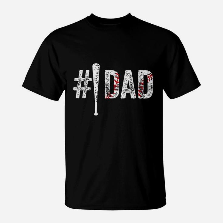 Number 1 Dad Number One Daddy Gift From Son Baseball Lover T-Shirt