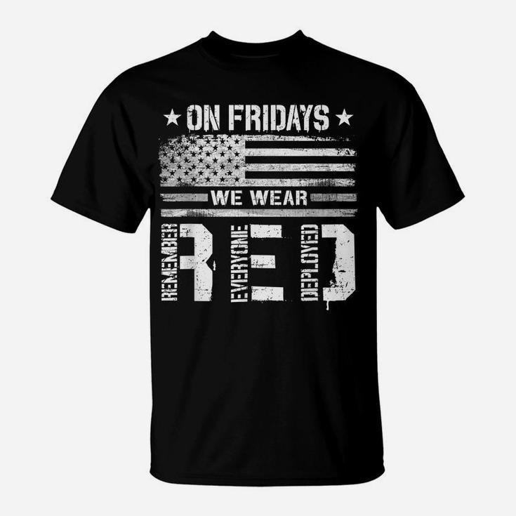 On Friday We Wear Red American Flag Military Supportive T-Shirt
