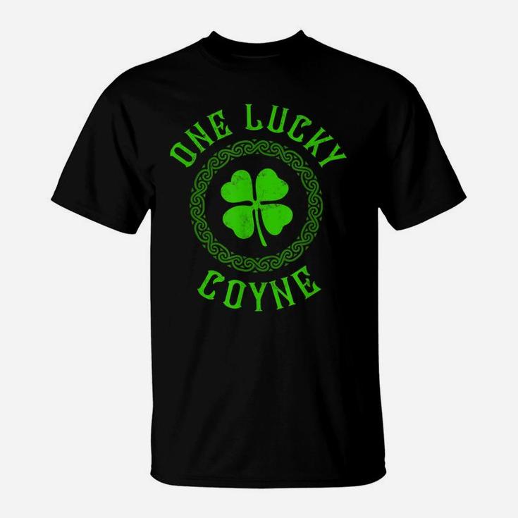 One Lucky Coyne Irish Last Name Distressed Clover T-Shirt T-Shirt