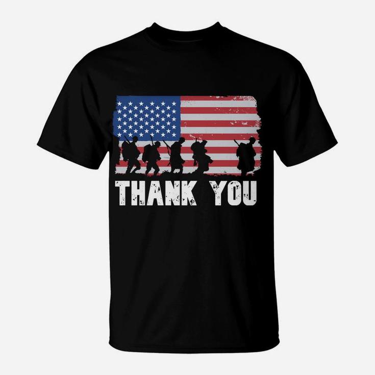 Patriotic American Flag Thank You Veterans Day For Men Women T-Shirt