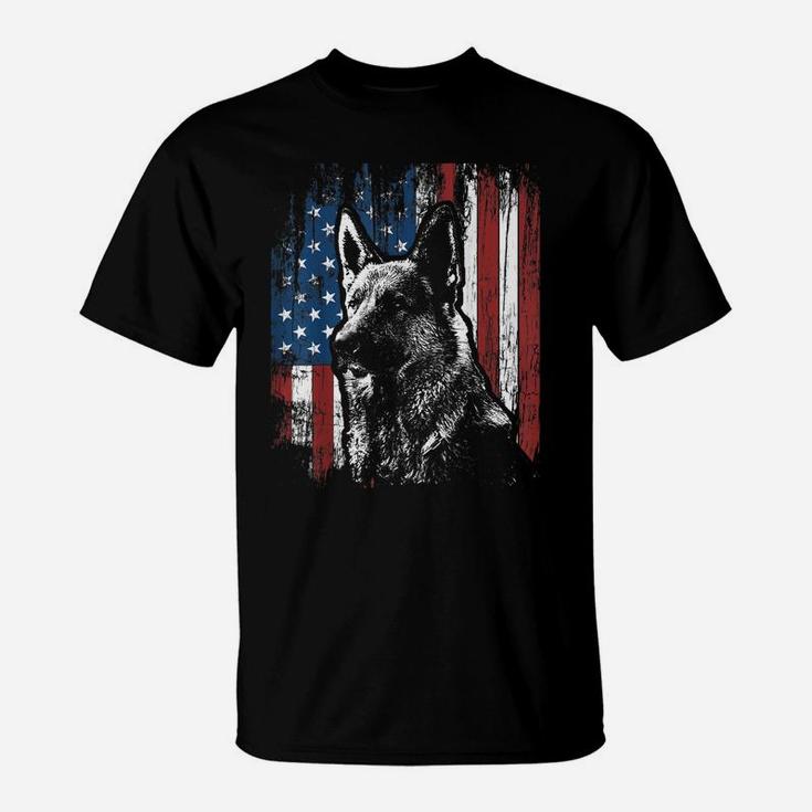 Patriotic German Shepherd American Flag Shirt Dog Gifts T-Shirt