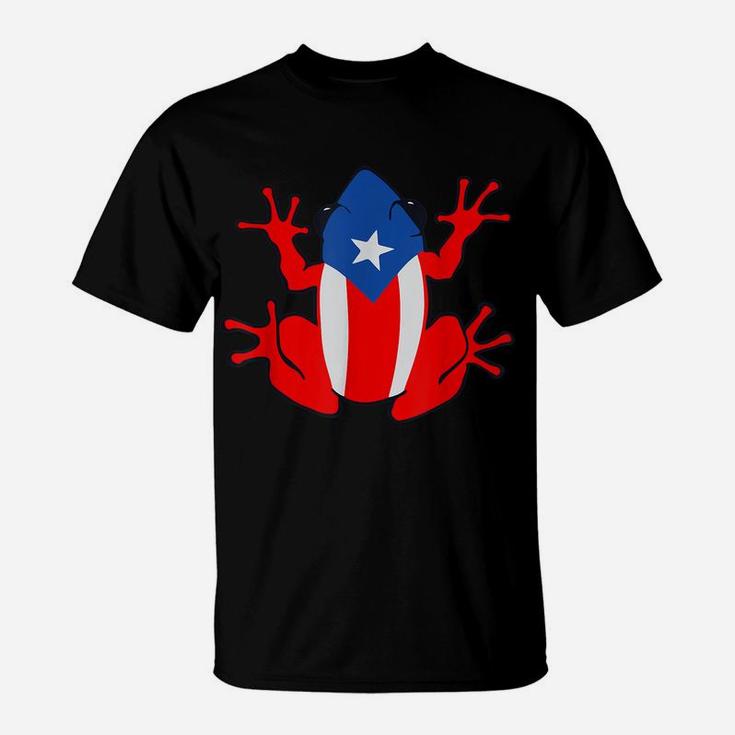 Patriotic Puerto Rico Flag Frog Puero Rican Culture Roots T-Shirt