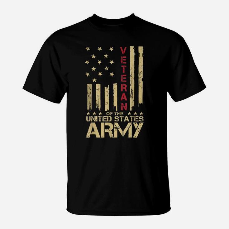 Patriotic US Army Veteran Red Line American Flag Vintage T-Shirt