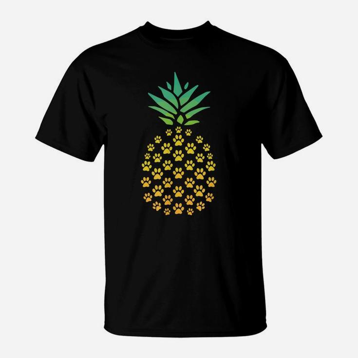 Pineapple Cat Paw Print Shirt - Funny Hawaiian Tropical Gift T-Shirt
