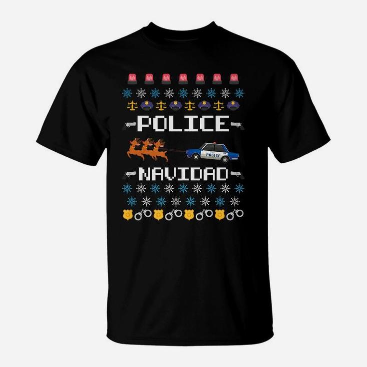 Police Navidad Ugly Christmas Sweater Funny Policeman X-Mas T-Shirt