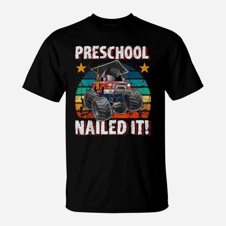 Preschool Monster Truck Retro Graduation Cap Gift For Boys T-Shirt