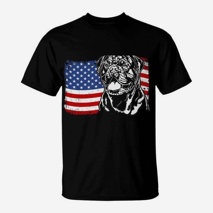 Proud French Mastiff American Flag Patriotic Dog Gift T-Shirt