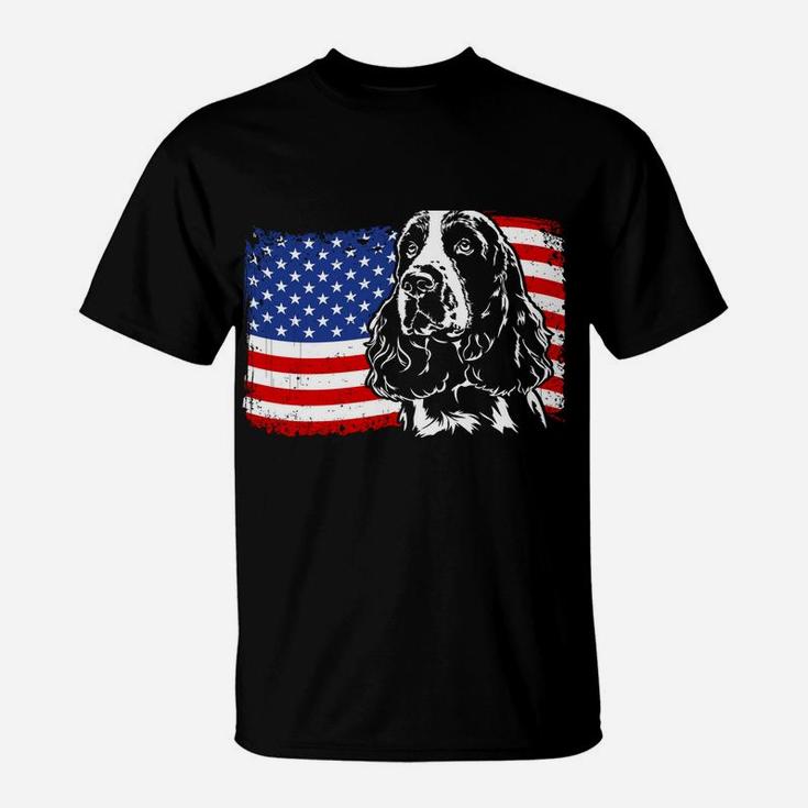 Proud Springer Spaniel American Flag Patriotic Dog Gift Sweatshirt T-Shirt