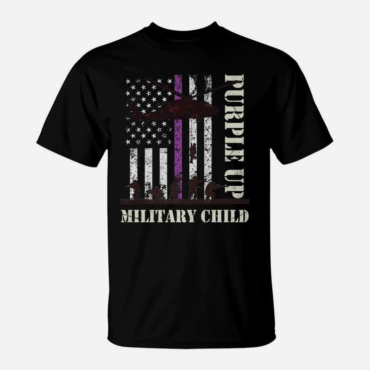 Purple Up Shirts Military Child Kids Army Retro Vintage Flag T-Shirt