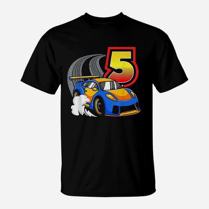 Race Car 5th Birthday 5 Year Old Toddler Boy Racing T-Shirt
