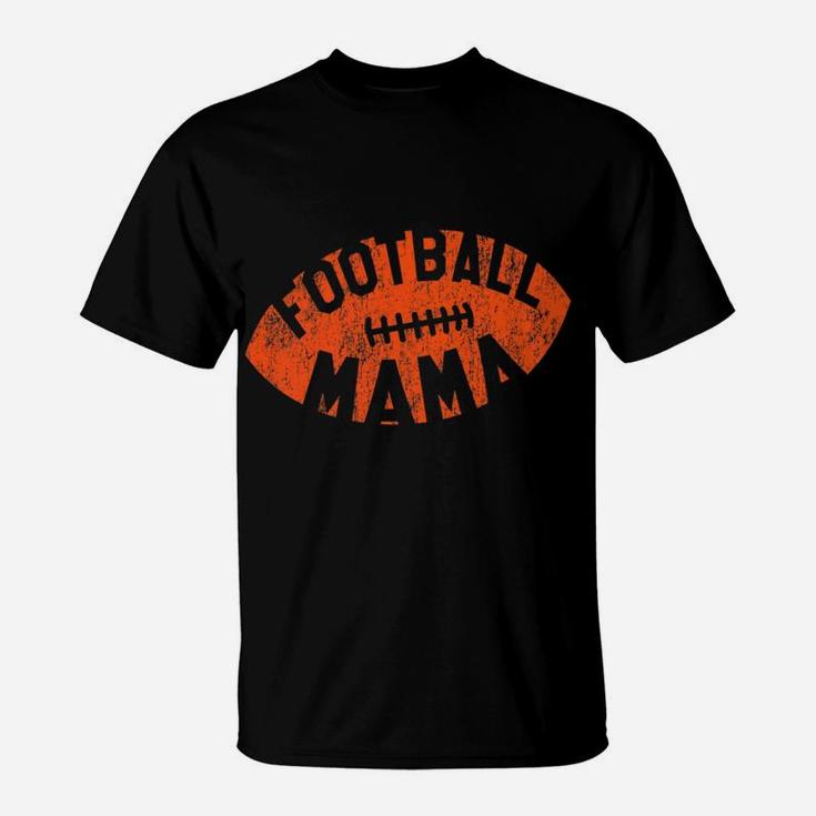 Retro Football Mama Orange Helmet Mom Gift T-Shirt