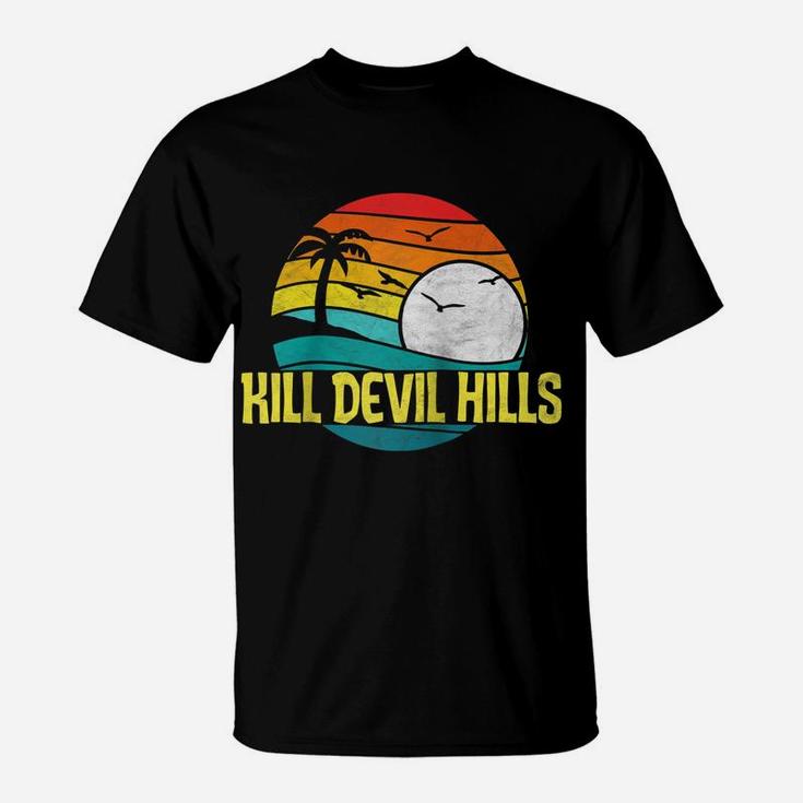 Retro Kill Devil Hills Beach Sun & Surf Eighties Graphic   Raglan Baseball Tee T-Shirt