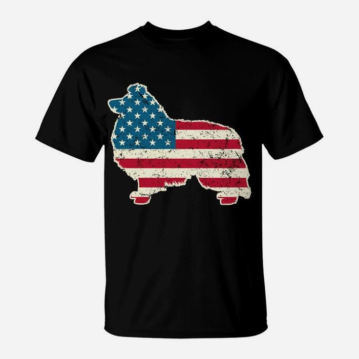 Shetland Sheepdog 4Th Of July Men Usa American Flag Sheltie Sweatshirt T-Shirt