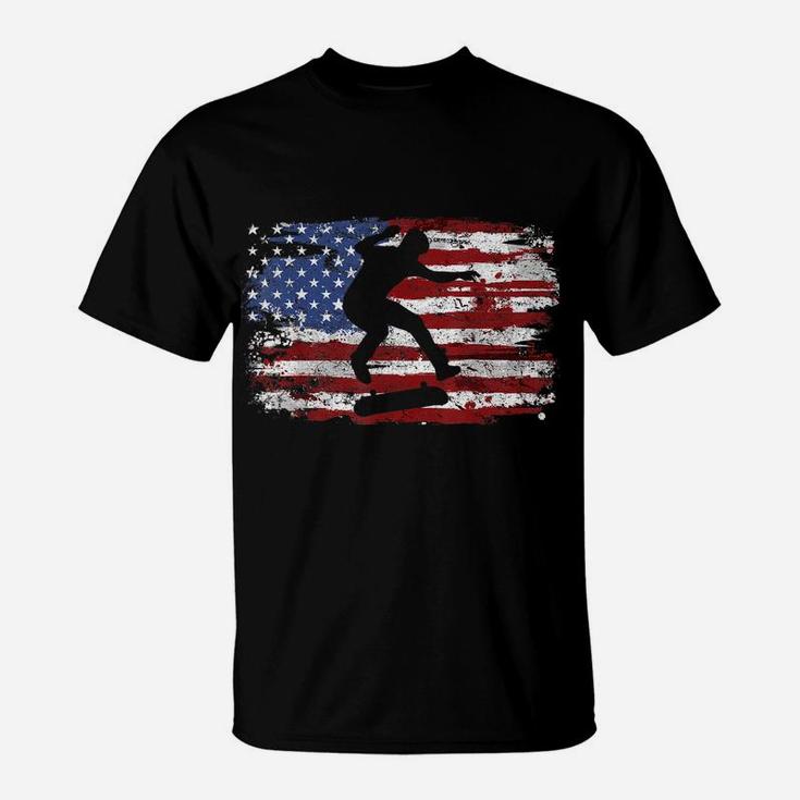 Skateboard Vintage Usa Flag T-Shirt