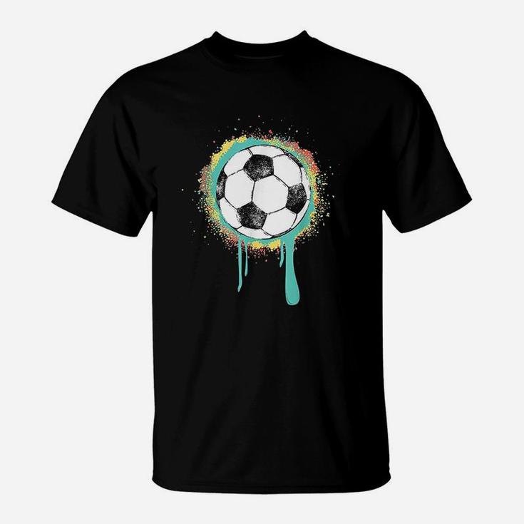 Soccer Ball With Vintage Retro Graffiti Paint Design Graphic T-Shirt