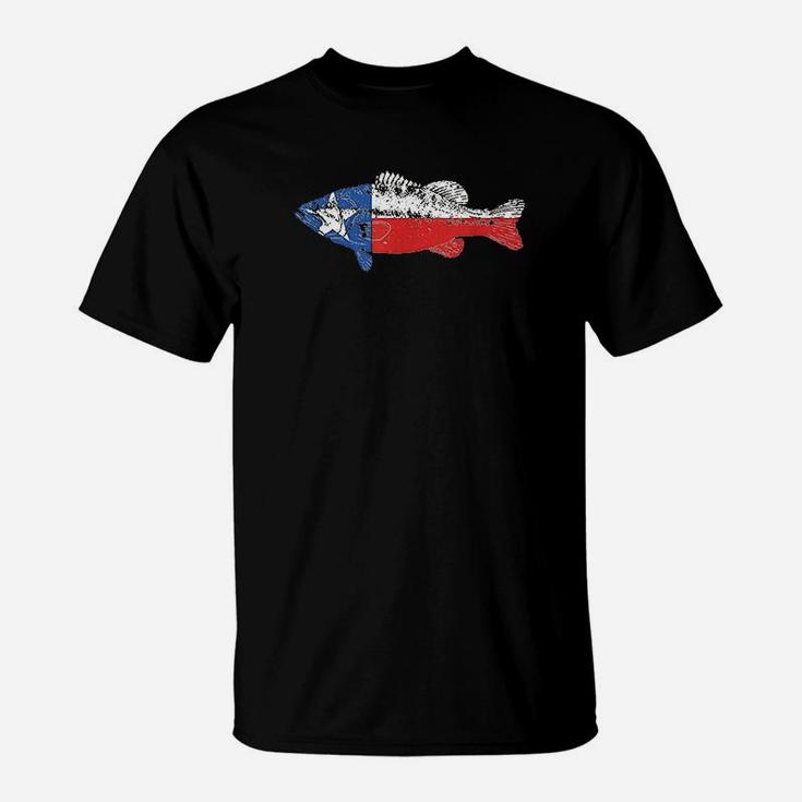 State Of Texas Fishing Flag Vintage Bass Retro T-Shirt
