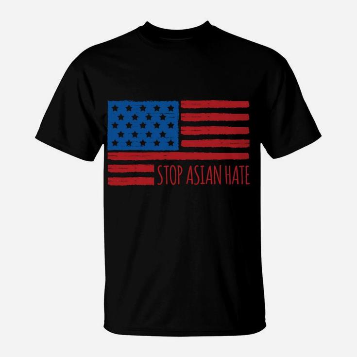 Stop Asian Hate Usa American Flag Aapi Community Love Pride Sweatshirt T-Shirt