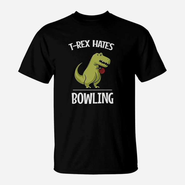 Tee Rex Hates Bowling Funny Short Arms Dinosaur T-Shirt