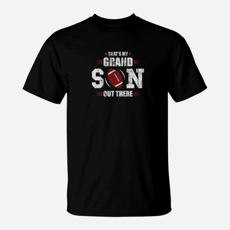 Thats My Grandson Out There Football Gift Grandma Grandpa Premium T-Shirt