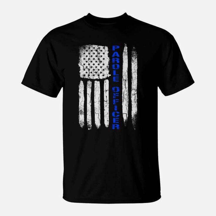 Thin Blue Line Flag American Parole Officer Shirt Sweatshirt T-Shirt