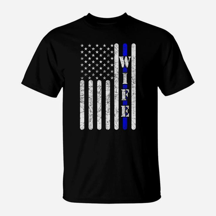 Thin Blue Line T Shirt Police Wife Vintage American Flag T-Shirt