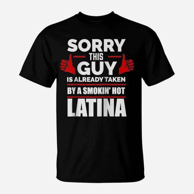 This Guy Is Taken By Smoking Hot Latina Pride Spanish Girl Raglan Baseball Tee T-Shirt