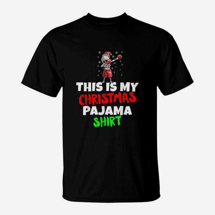 This Is My Christmas Pajama Dabbing Skeleton Boxing T-Shirt
