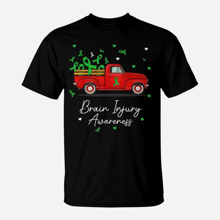 Truck Carrying Green Ribbon Brain Injury Awareness T-Shirt