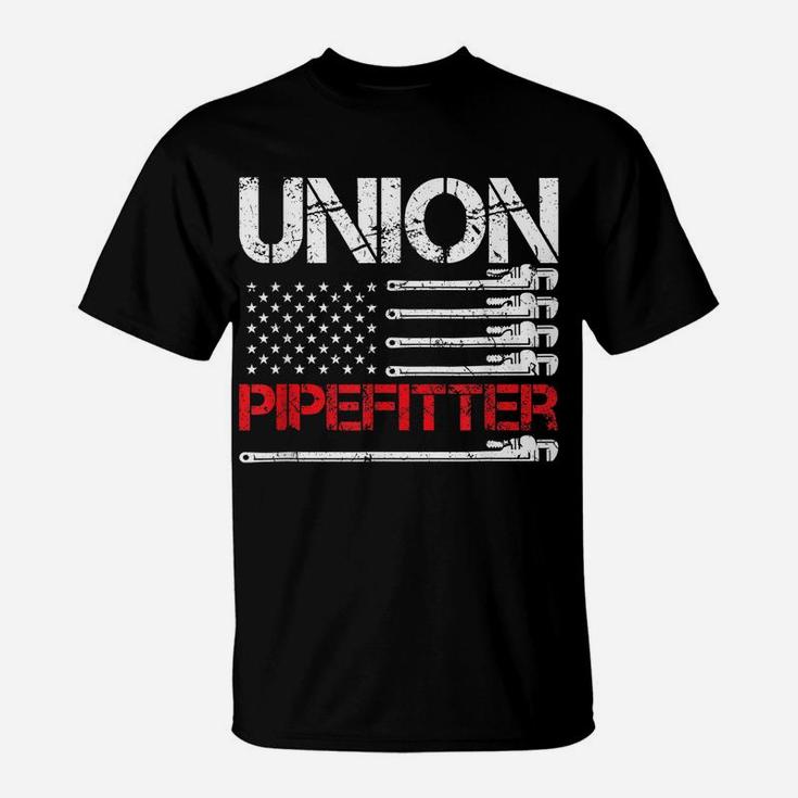 Union Pipefitter Union Strong Usa American Flag Steamfitter T-Shirt