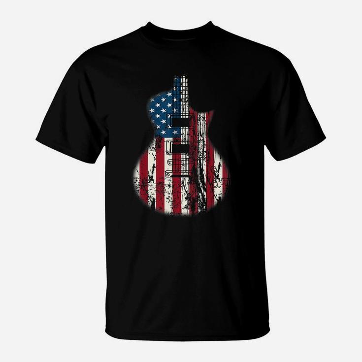 Us American Flag Guitar Musician  Guitars Vintage Tee T-Shirt