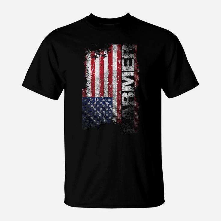 Usa Flag Farmer , American Farmers Tee Patriotic Gift T-Shirt