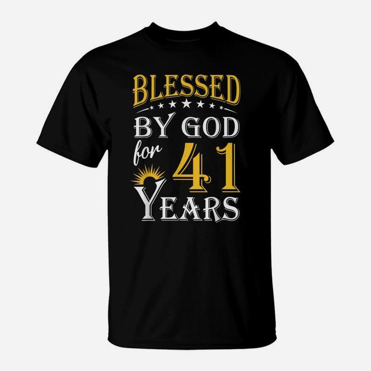 Vintage Blessed By God For 41 Years Happy 41St Birthday T-Shirt