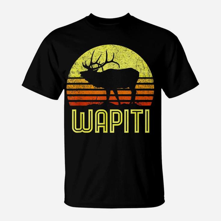 Wapiti Elk Hunter Dad Vintage Retro Sun Bow Hunting Gift T-Shirt