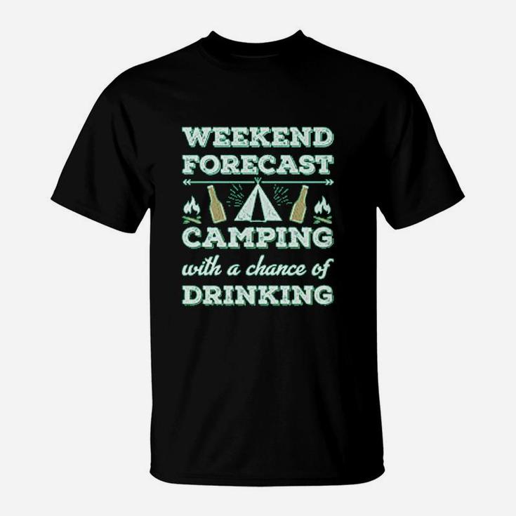 Weekend Forecast Camping Drinking Funny Camping Gift T-Shirt