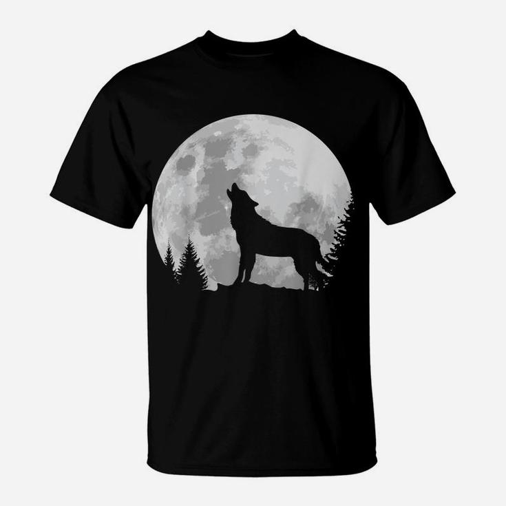 Wolf Shirt Full Moon Forest Howling Nature Hunting Gift T-Shirt