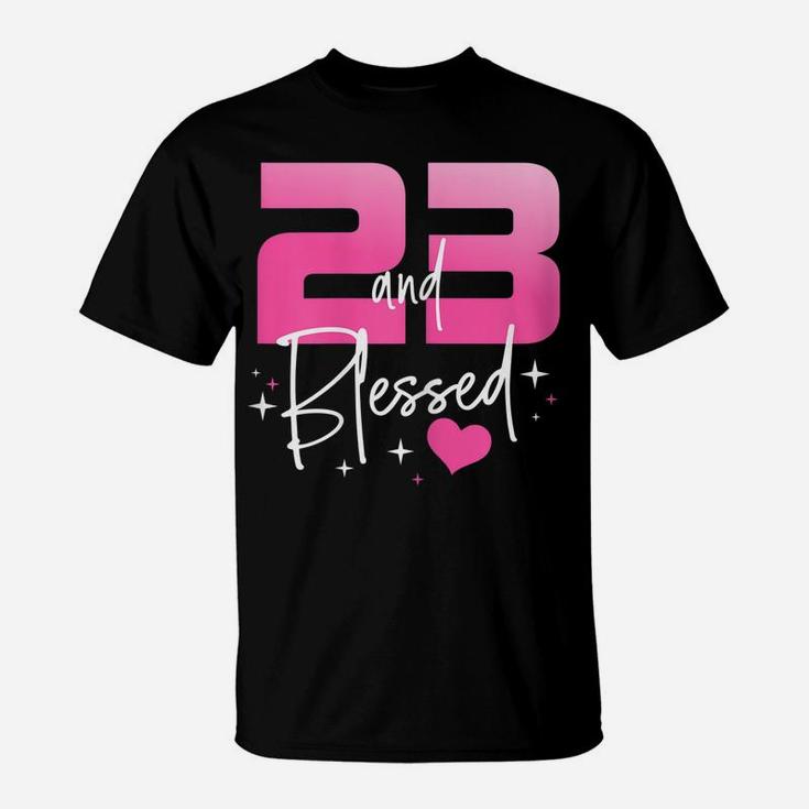 Womens 23 And Blessed Chapter 23 Year Old Gifts 23Rd Birthday Party T-Shirt