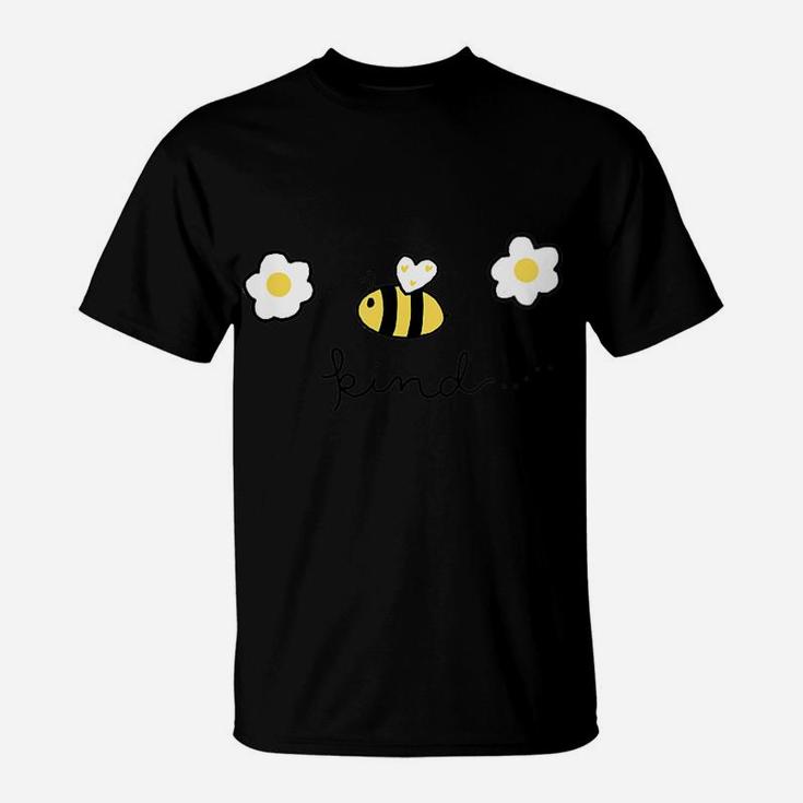 Womens 'Bee' Kind Cute Bumble Bee & Daisy Flowers Graphic T-Shirt