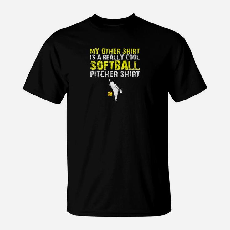 Womens Softball Pitcher Girl Funny Cute Gift Mom Daughter T-Shirt
