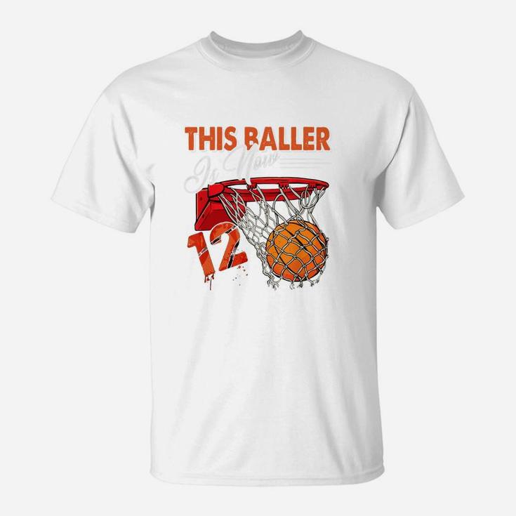 12th Birthday Basketball Funny 12 Years Old Kids Gift T-Shirt