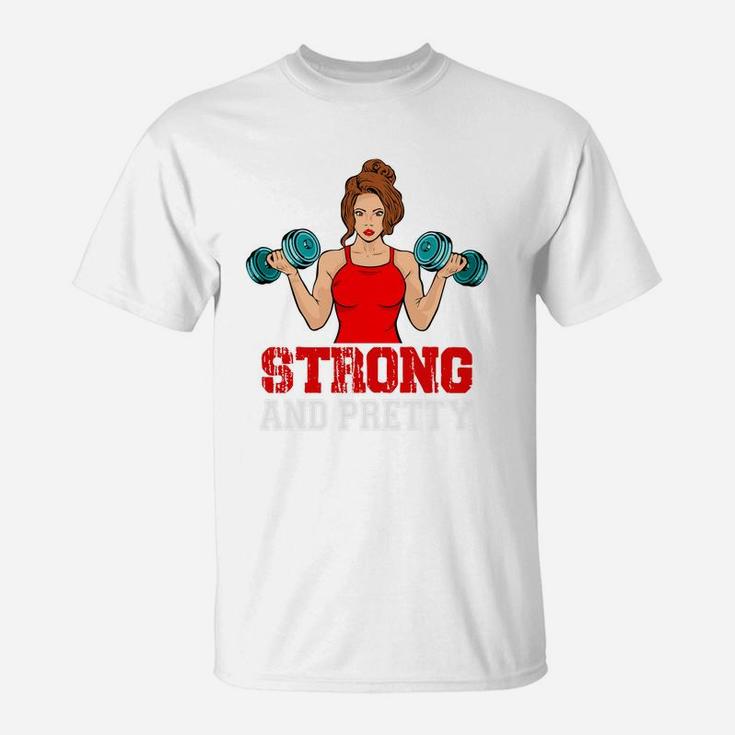 A Strong And Pretty Gymnastic Girl With Dumbbell T-Shirt