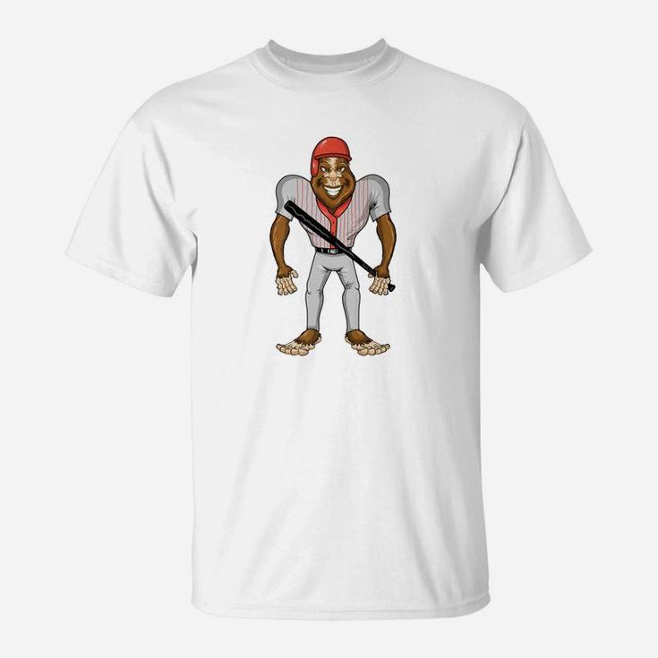 Baseball Batter Bigfoot Gift For Baseball Fans T-Shirt