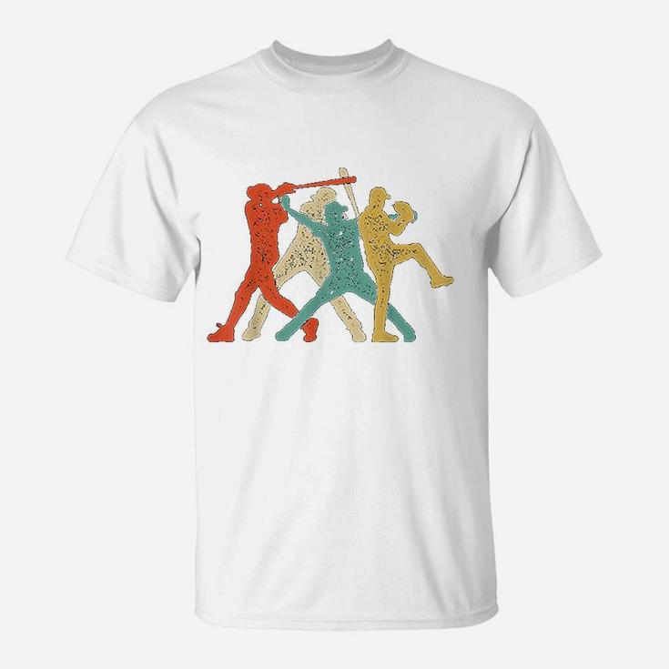Baseball Retro Vintage Catcher Pitcher Batter Boys T-Shirt