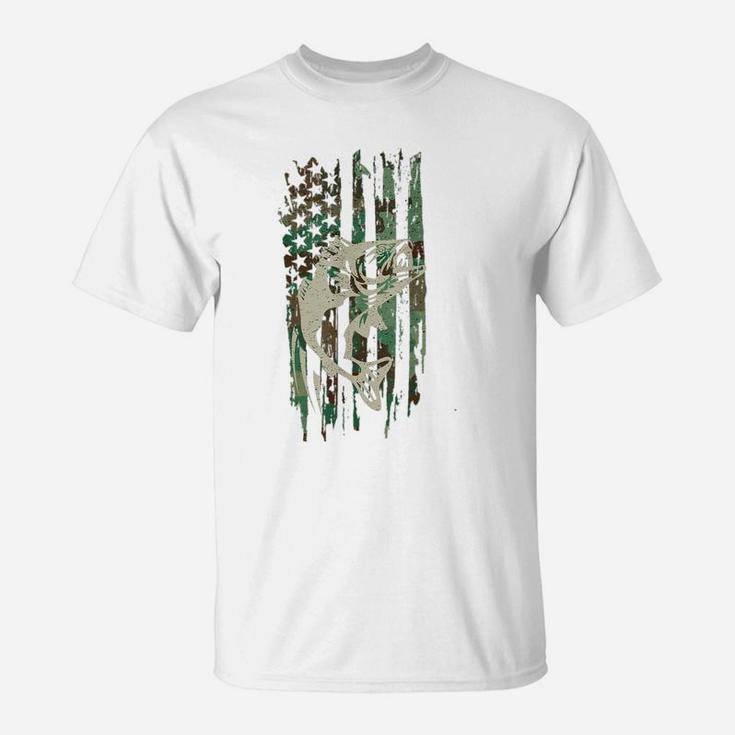 Camouflage American Flag Bass Fishing Gift T Shirt Tshirt T-Shirt