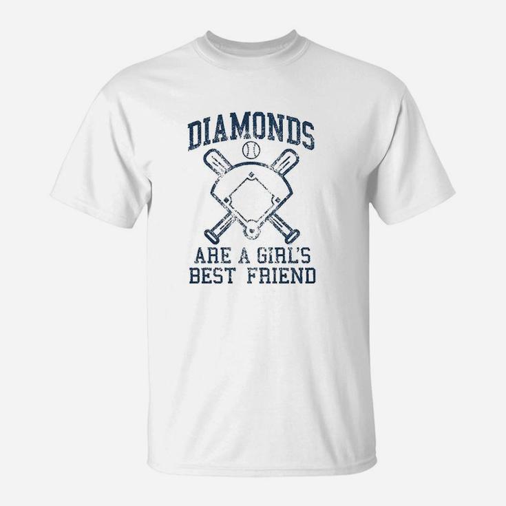 Diamonds Are A Girls Best Friend Funny Cute Baseball T-Shirt