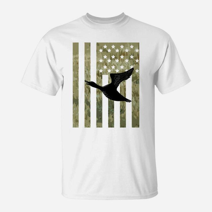 Duck Grass American Flag Bird Waterfowl Hunting Hunter Gift T-Shirt