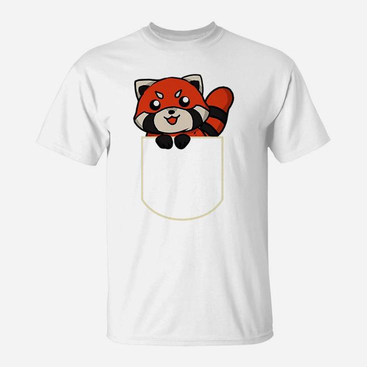 Funny Red Panda Bear In The Pocket Gift Red Panda Pocket T-Shirt