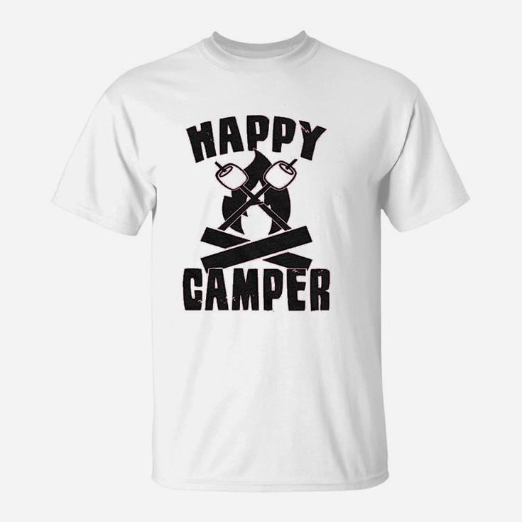 Happy Camper Funny Camping Hiking Cool Vintage Graphic Retro T-Shirt