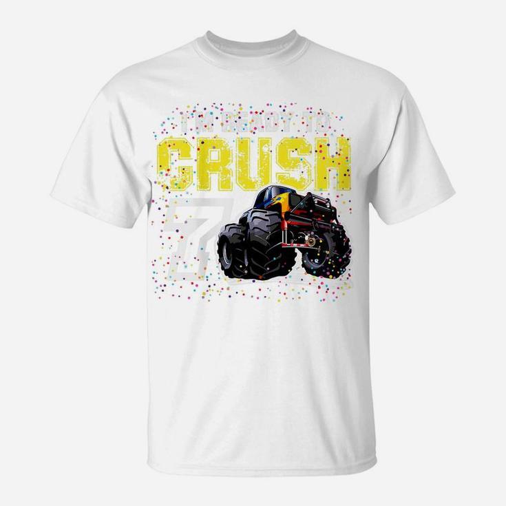 Kids I'm Ready To Crush 7 Monster Truck 7Th Birthday Top Boys T-Shirt