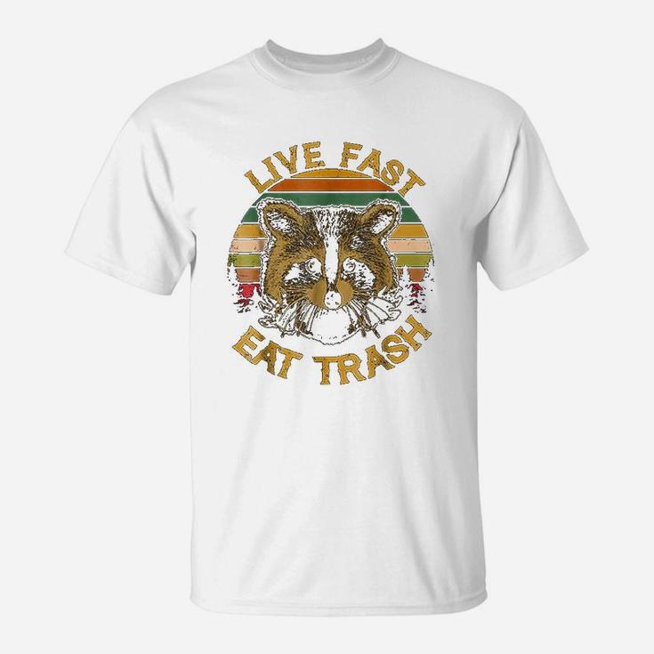 Live Fast Eat Funny Raccoon Camping Vintage T-Shirt